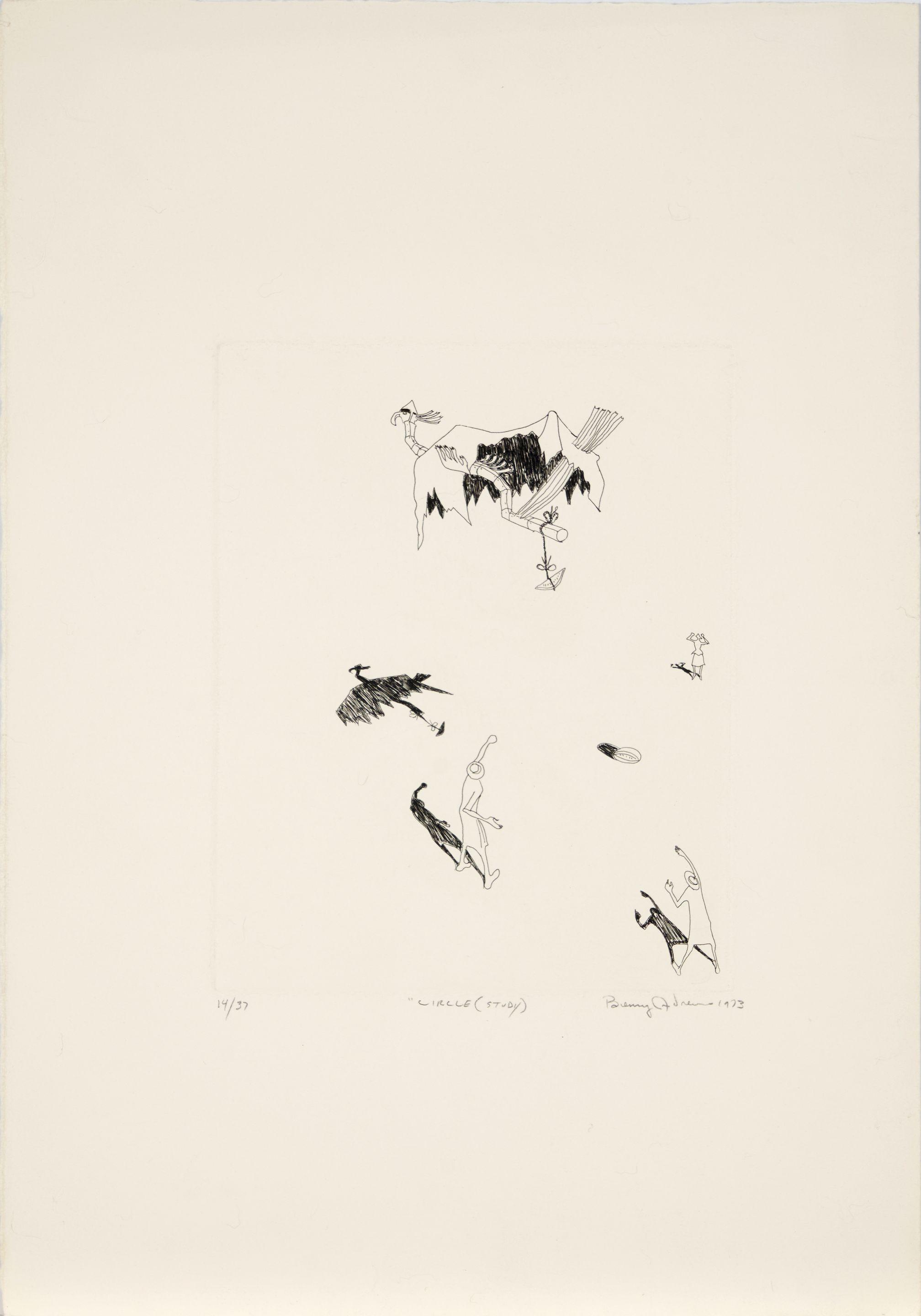 Benny Andrews - Three Works from the Circle series: Boat (Circle Study), Circle (First State), and Circle (Study)