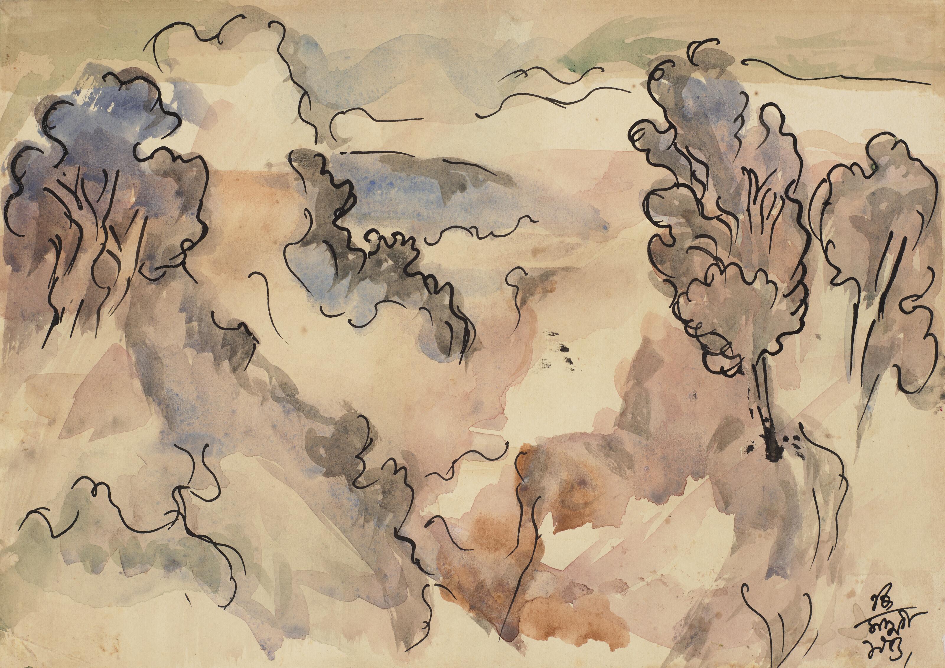 Benodebehari Mukherjee - Untitled (Landscape)