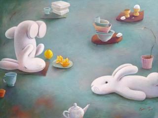 Benrei Huang - Om At The Breakfast Table (Painted In 2014)