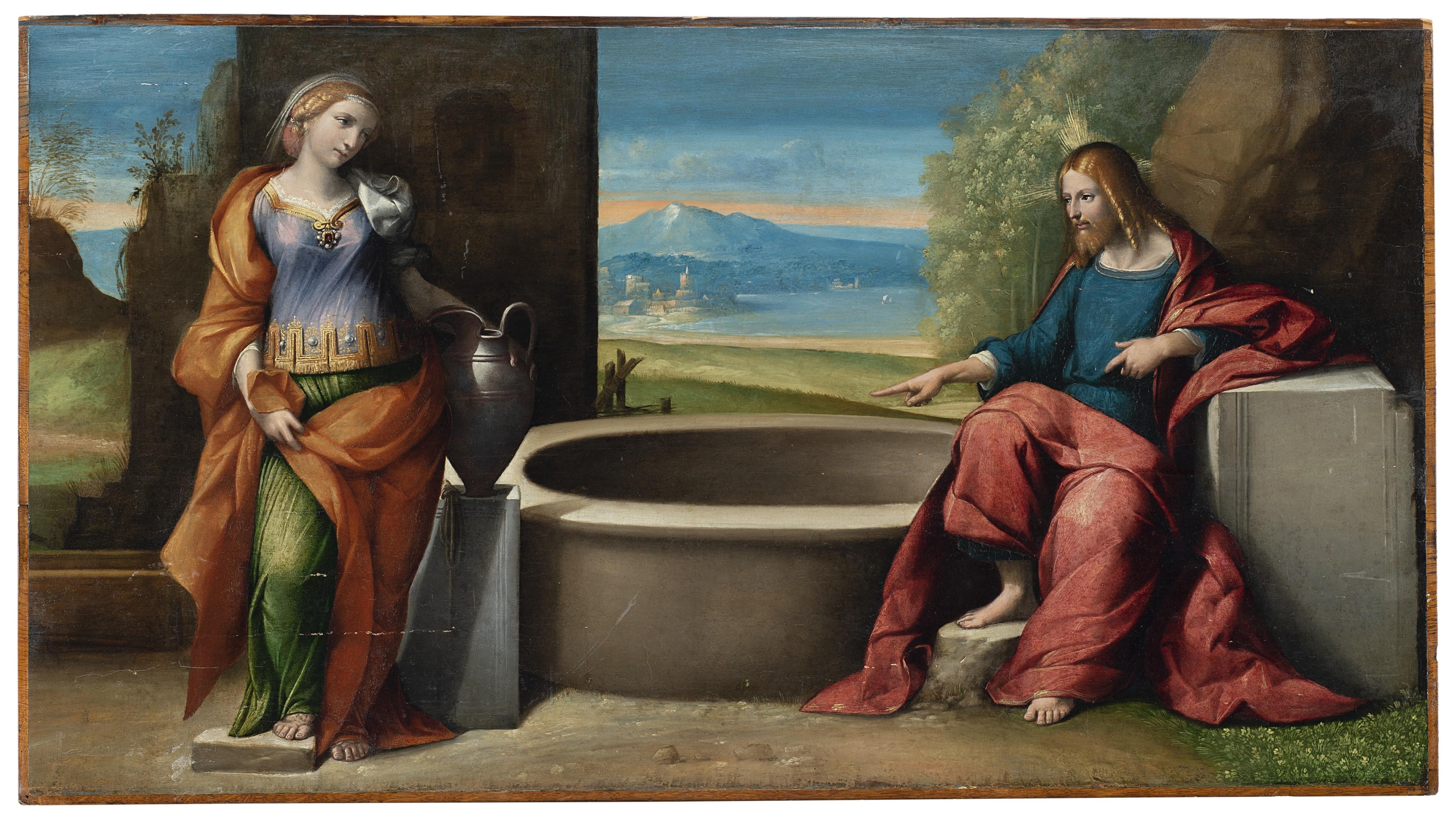 Benvenuto Tisi - Christ and the Samaritan woman at well