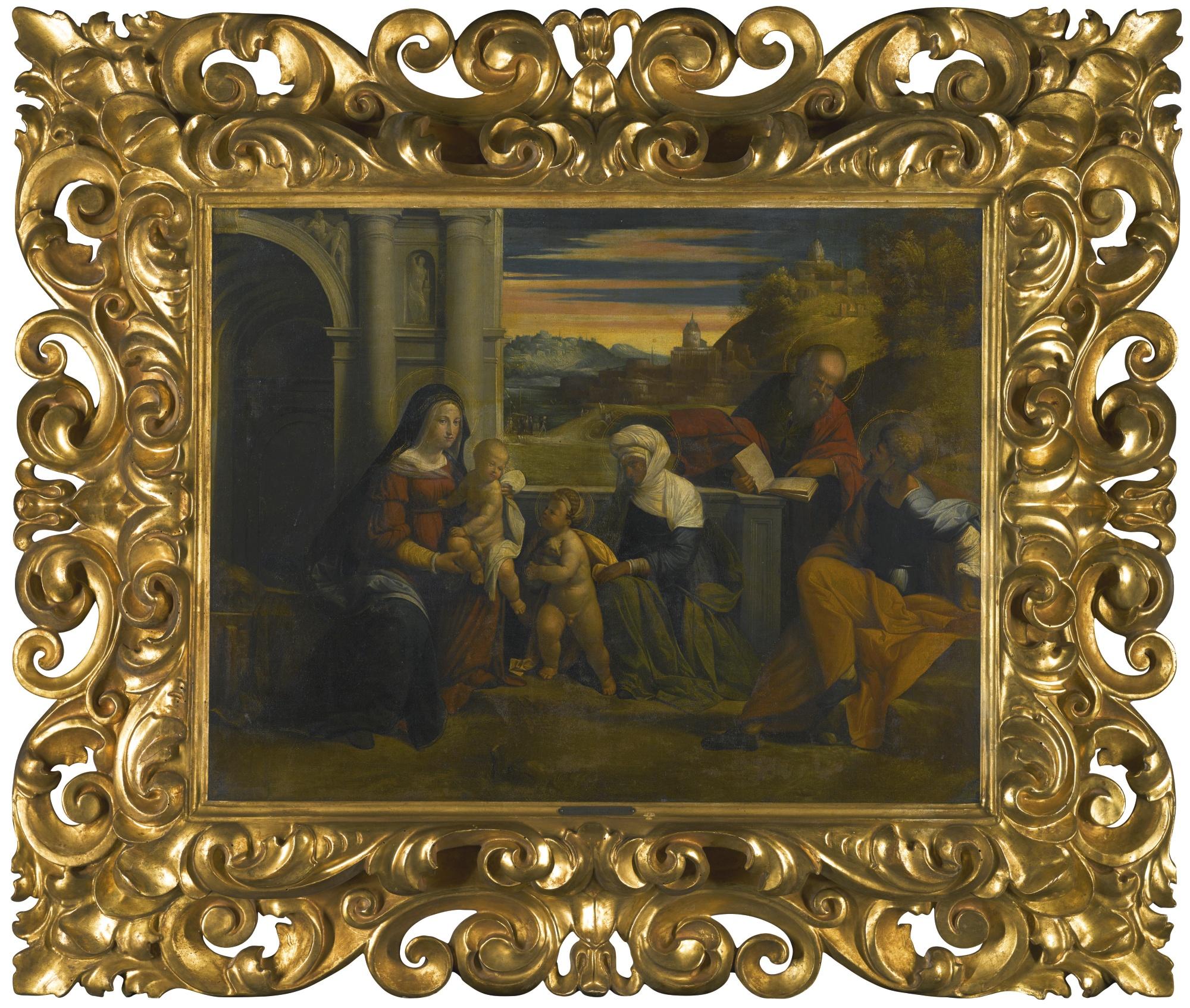 Benvenuto Tisi - The Holy Family With Saints Anne And Joachim, And The Infant Saint John The Baptist