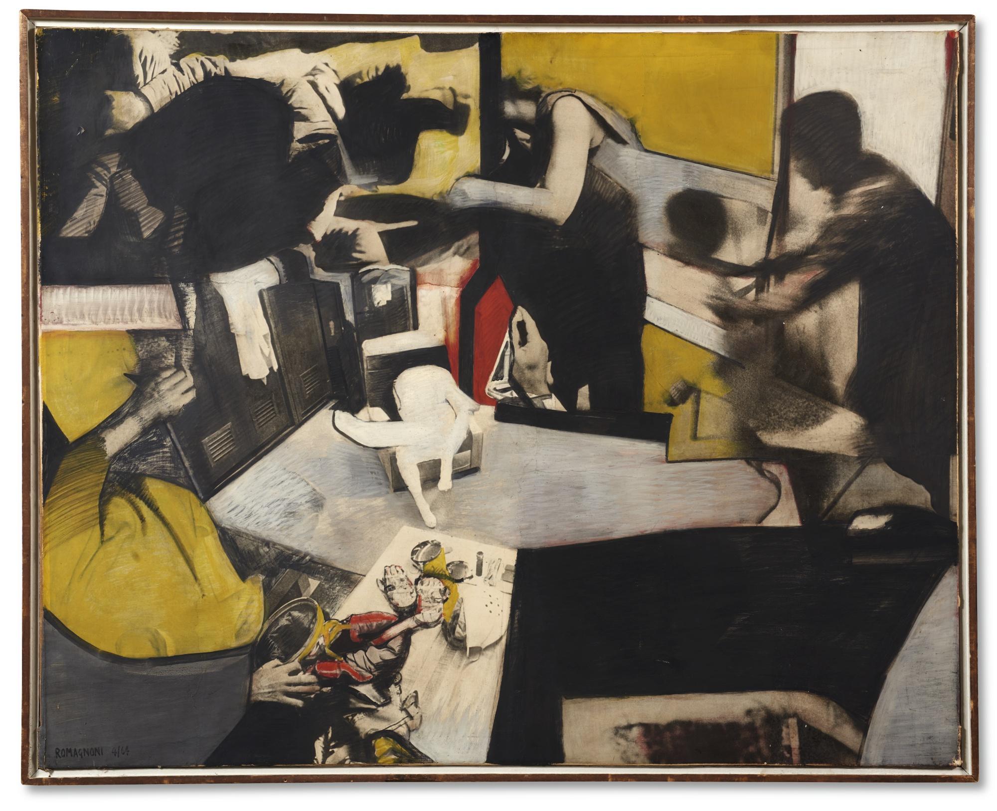 Bepi Romagnoni - Vestizione E Partenzasigned And Dated 64; Signed, Inscribed Vestizione And Dated Aprile 1964 On The Reverse, Photomontage In Photosensitive Paper And Oil On Canvas