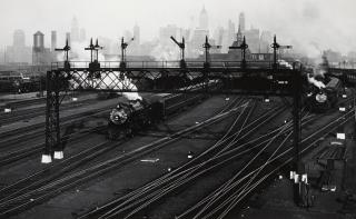 Berenice Abbott - Hoboken Railroad Yards Looking Towards Manhattan, New Jersey