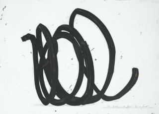 Bernar Venet - Two Indeterminate Linessigned And Titled; Oilstick On Paper. Executed In 2000.
