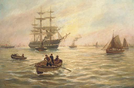 Bernard Benedict Hemy - Rowing Out To The Merchant Ship