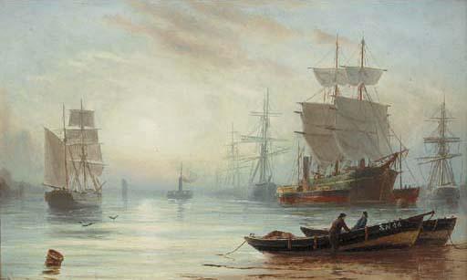Bernard Benedict Hemy - Shipping in a calm, early morning
