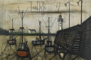 Bernard Buffet - Bateaux De Pêche À Marée Basse
