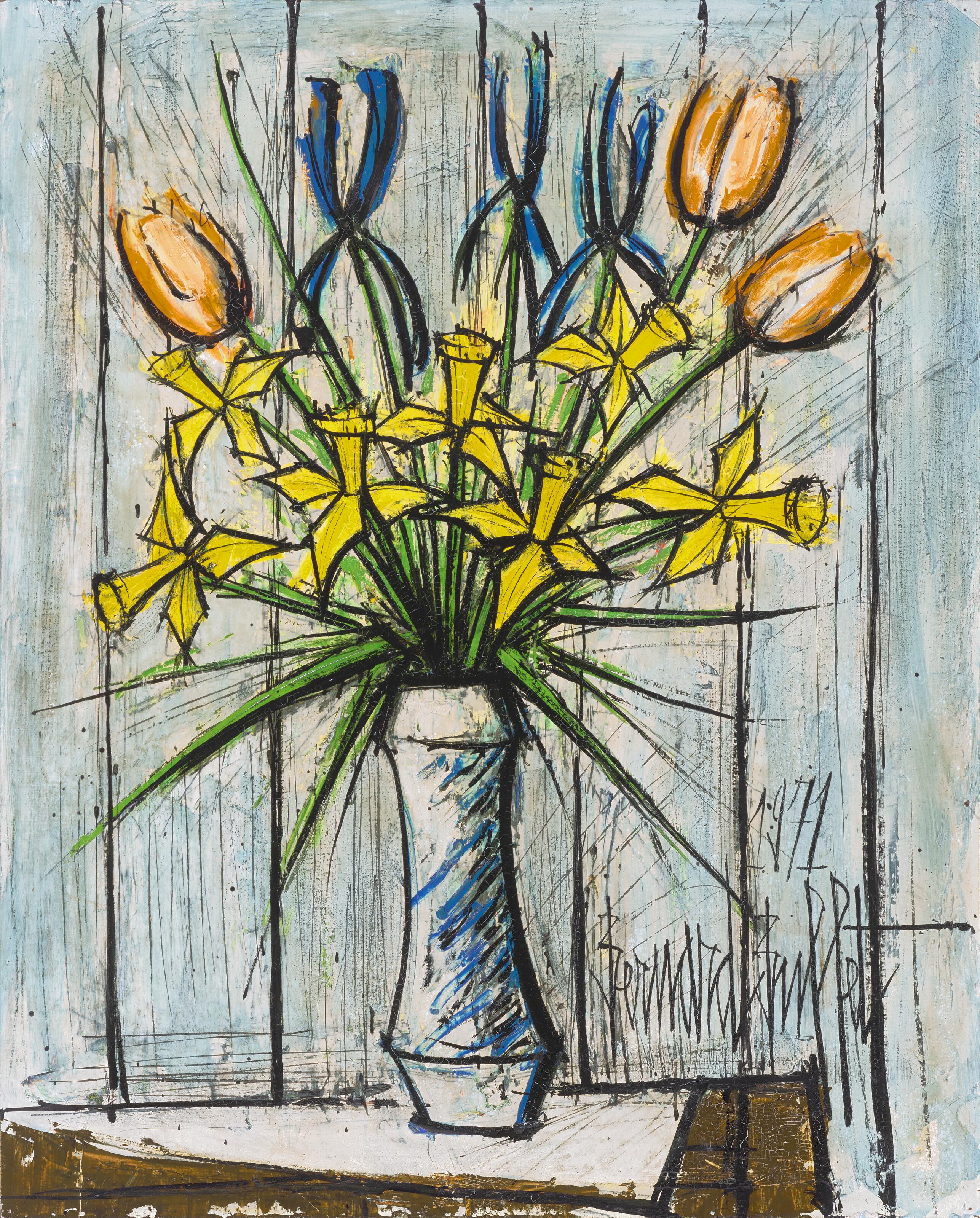 Bernard Buffet - Bouquet aux tulipes oranges