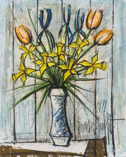 Bernard Buffet - Bouquet aux tulipes oranges