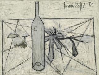 Bernard Buffet - Bouteille et feuille de figuier