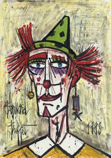Bernard Buffet - Clown au chapeau vert