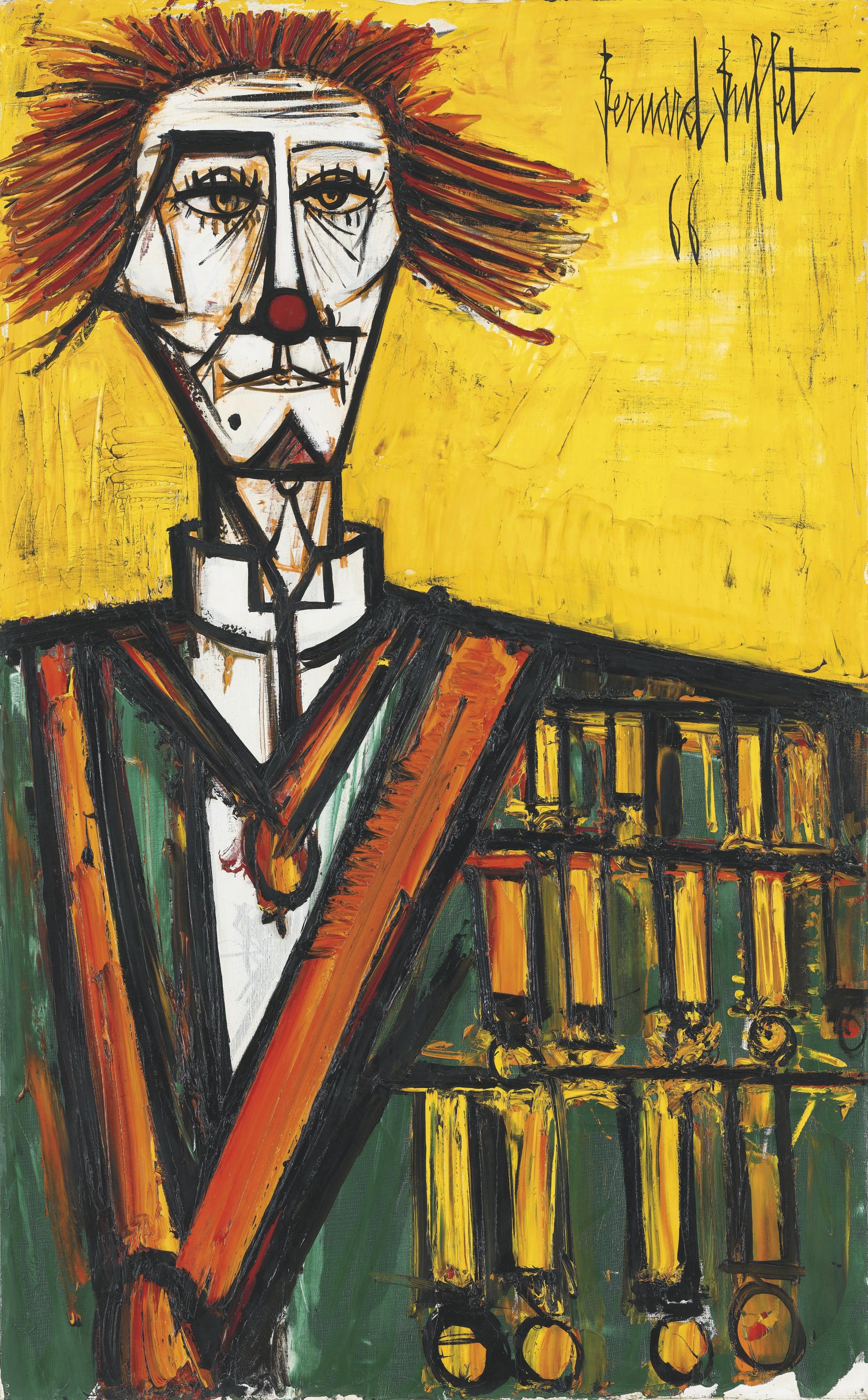 Bernard Buffet - Clown sur fond jaune