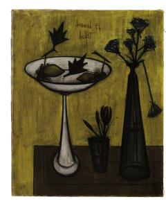 Bernard Buffet - Compotier et vase de fleurs