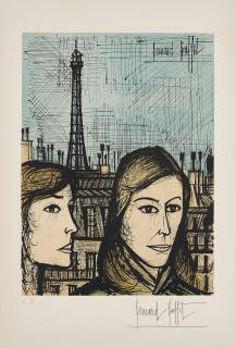 Bernard Buffet - Deux femmes devant la Tour Eiffel.