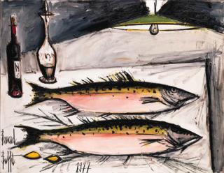 Bernard Buffet - Deux saumons roses