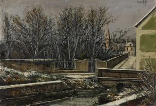 Bernard Buffet - Elizy, Le Vieux Pont Et L\'Église En Hiver