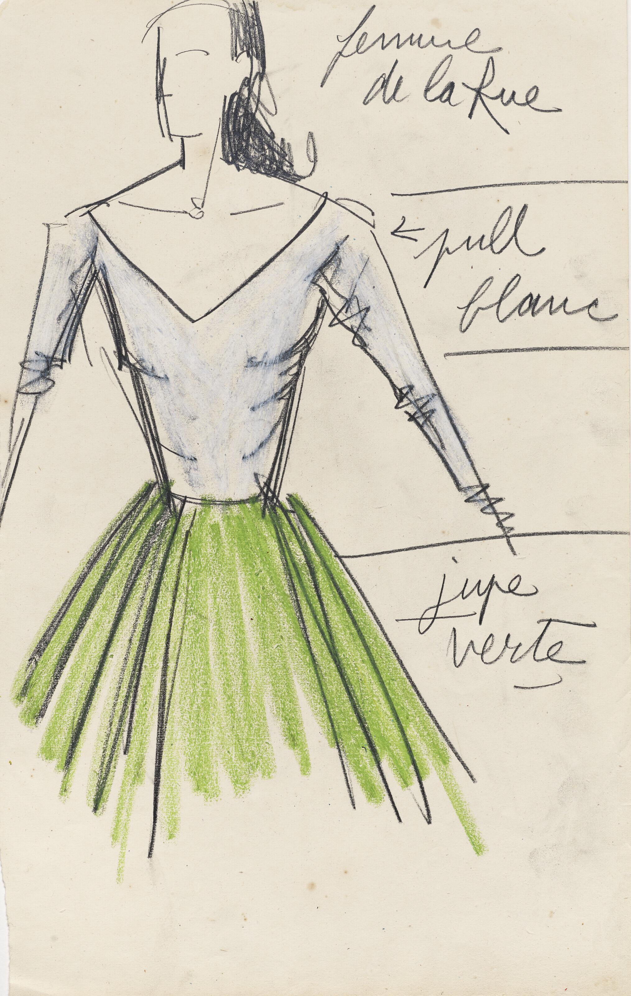 Bernard Buffet - Femme de la Rue, maquette de costume pour \'\'Patron\'\'