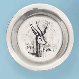 Bernard Buffet - Five Silver Plates: Gazelle, giraffe, panda, rhinoceros and lion