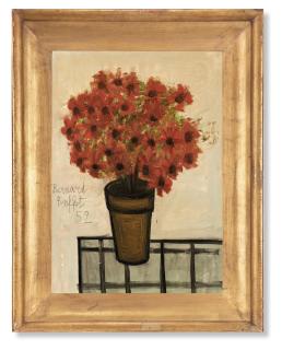 Bernard Buffet - Fleurs rouges dans un pot