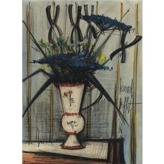 Bernard Buffet - Iris Bleus Dans Un Vase