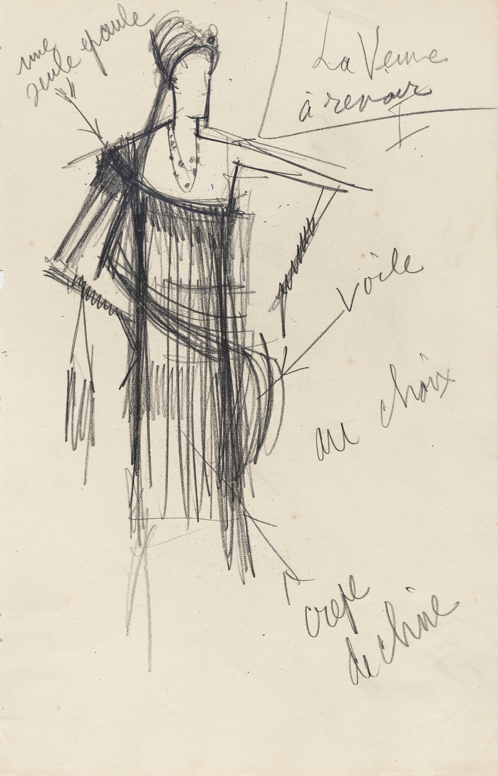 Bernard Buffet - La Veuve, maquette de costume pour \'\'Patron\'\'