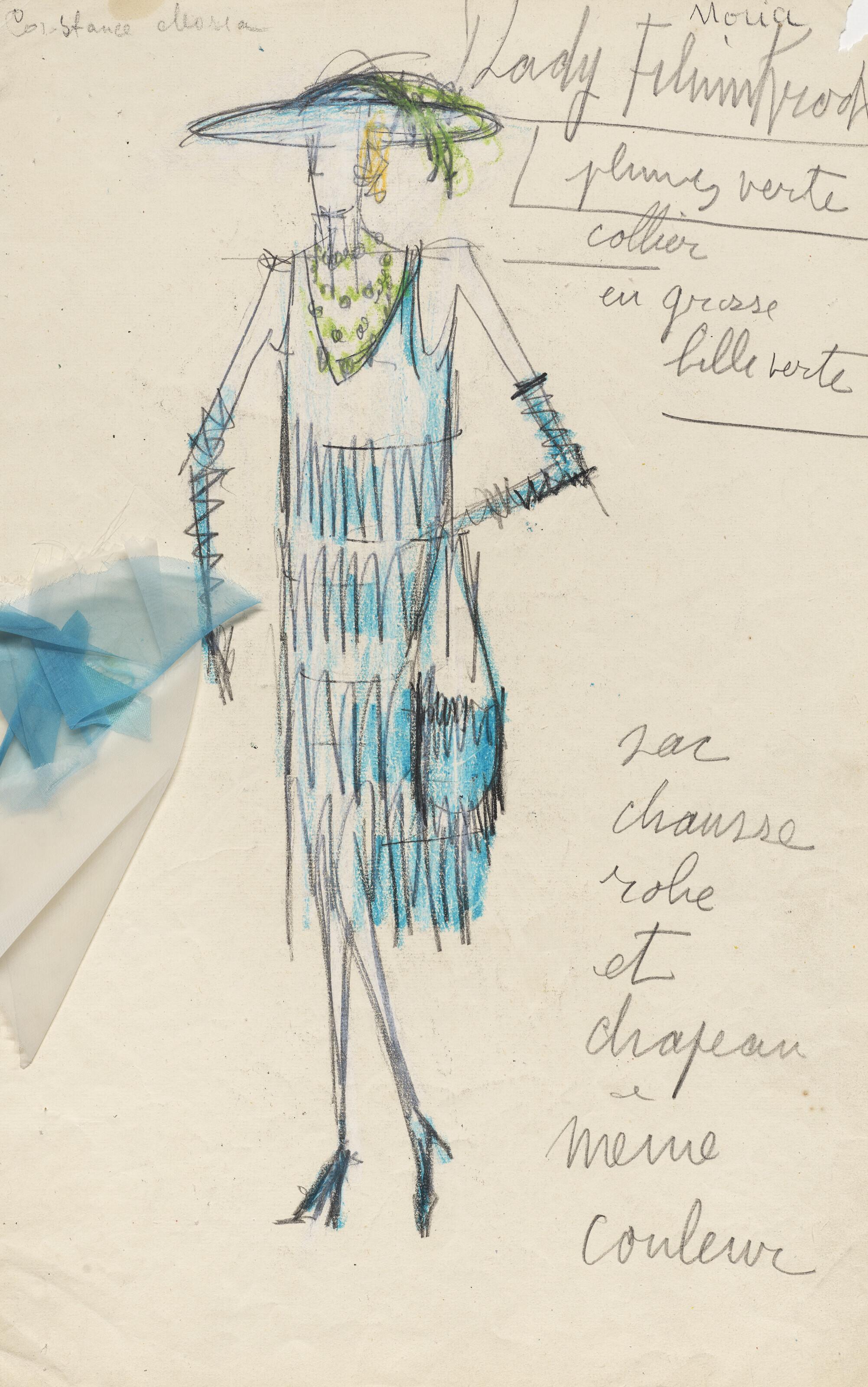 Bernard Buffet - Lady Filinnbrock, maquette de costume pour \'\'Patron\'\'