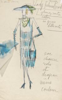 Bernard Buffet - Lady Filinnbrock, maquette de costume pour \'\'Patron\'\'