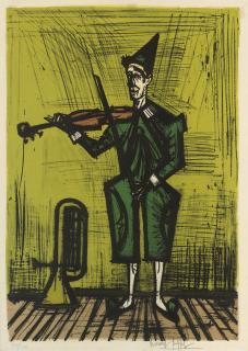 Bernard Buffet - Le Clown Musicien, from Mon Cirque (Sorlier 170)