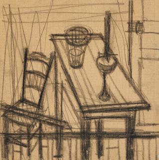 Bernard Buffet - Les Chants de Maldoror, Table et chaise dans un intérieur