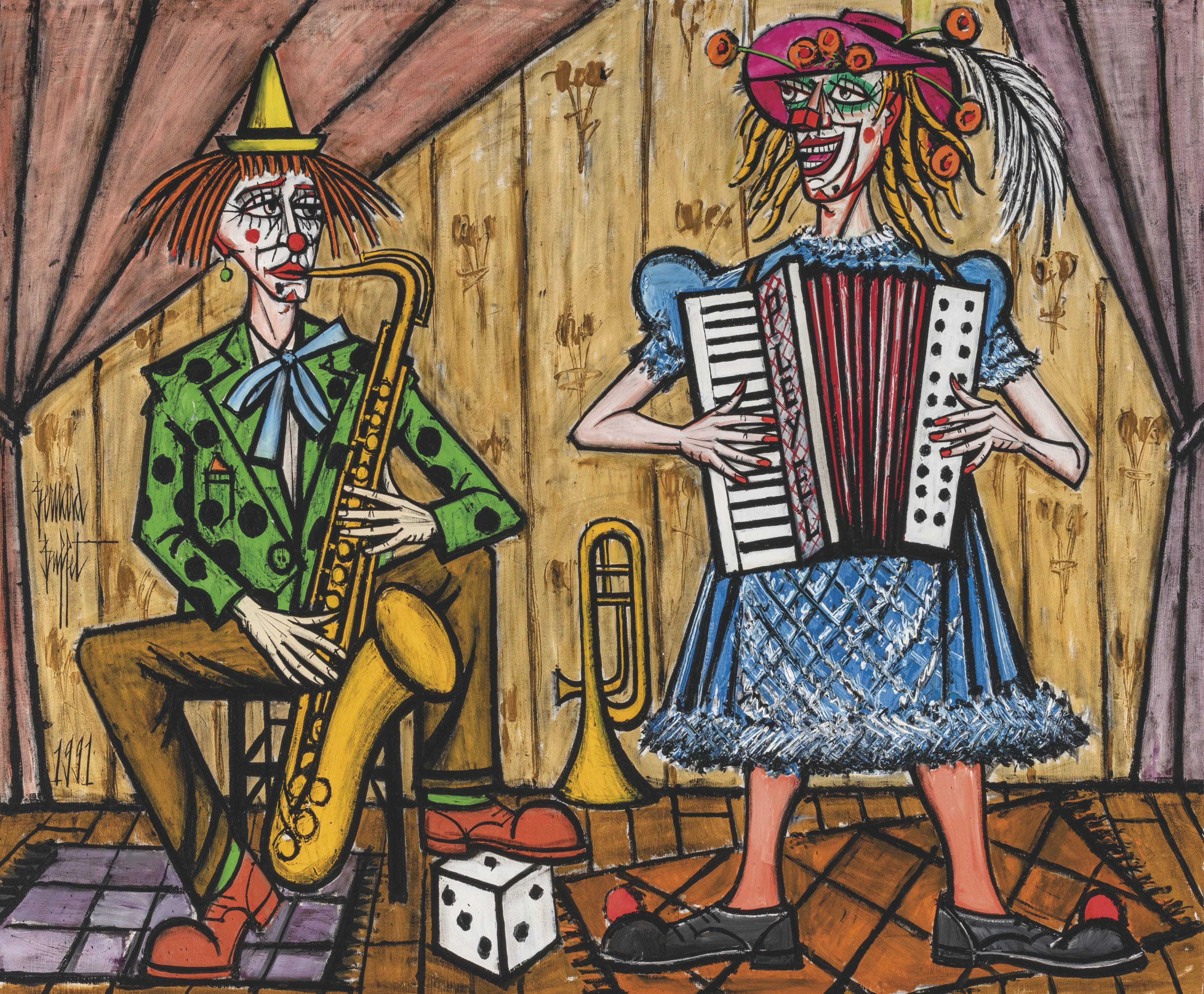 Bernard Buffet - Les clowns musiciens, le saxophoniste