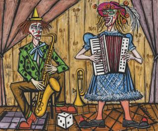 Bernard Buffet - Les clowns musiciens, le saxophoniste