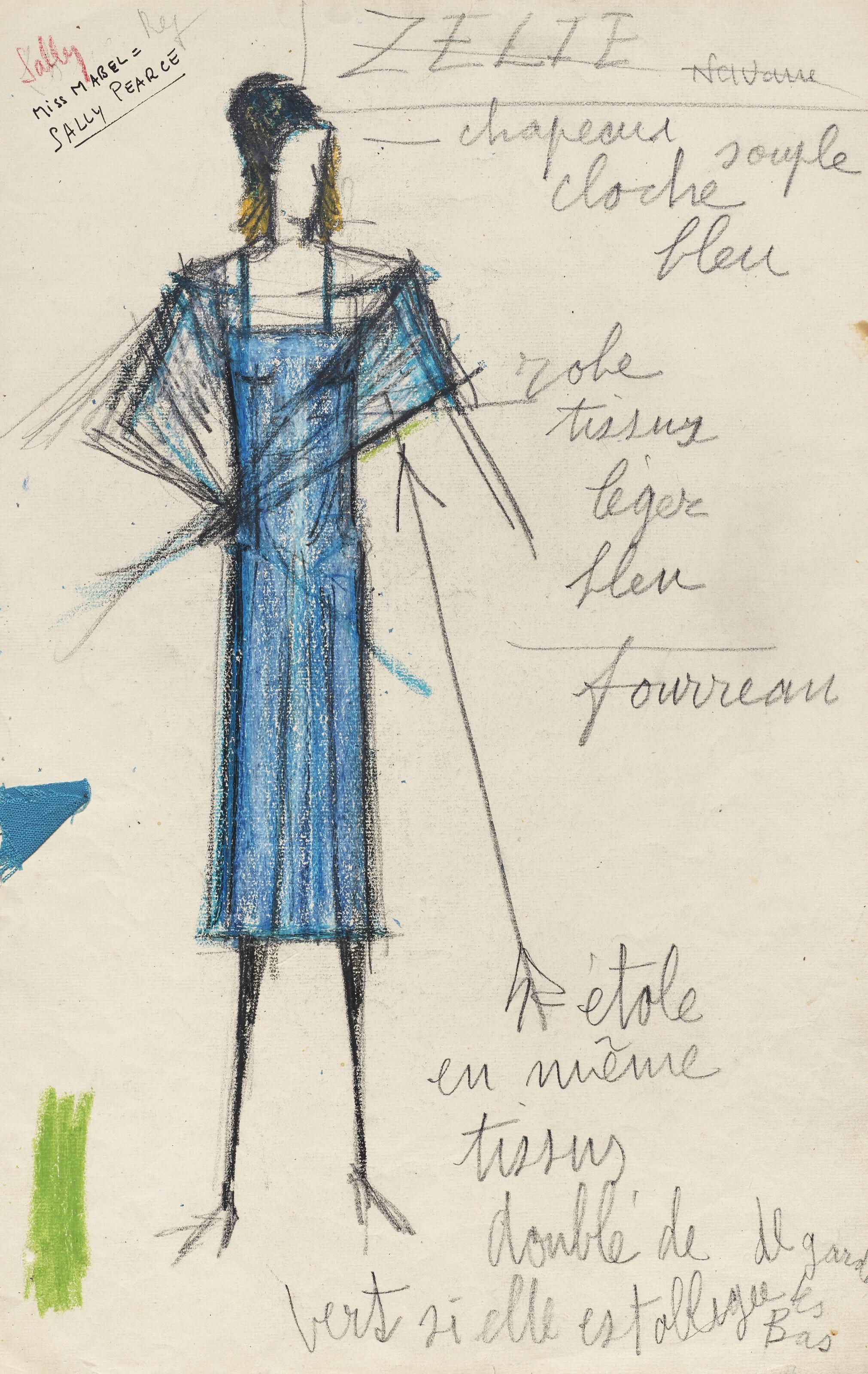 Bernard Buffet - Miss Mable, maquette de costume pour \'\'Patron\'\'