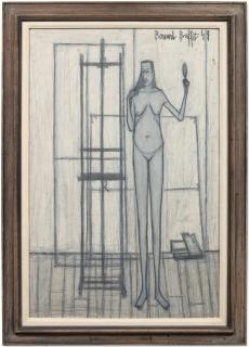 Bernard Buffet - Modèle dans son atelier