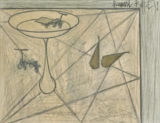 Bernard Buffet - Nature morte au compotier et aux fruits
