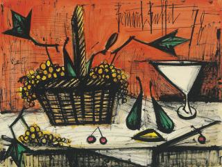 Bernard Buffet - Nature morte au panier de raisins