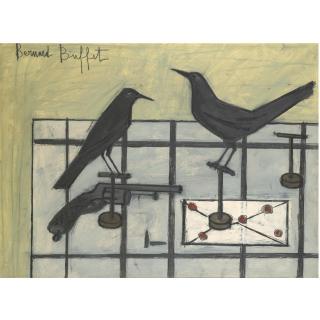 Bernard Buffet - Nature Morte Aux Oiseaux Et Au Révolver 