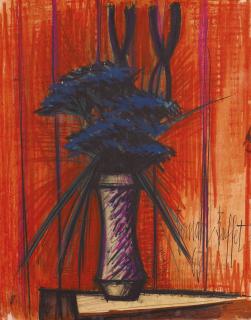 Bernard Buffet - Ombelles Et Iris Dans Un Vase