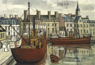 Bernard Buffet - Paimpol, Remorqueurs Dans Le Bassin