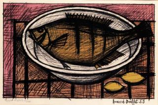 Bernard Buffet - Poisson Sur un Plat (Sorlier 2)