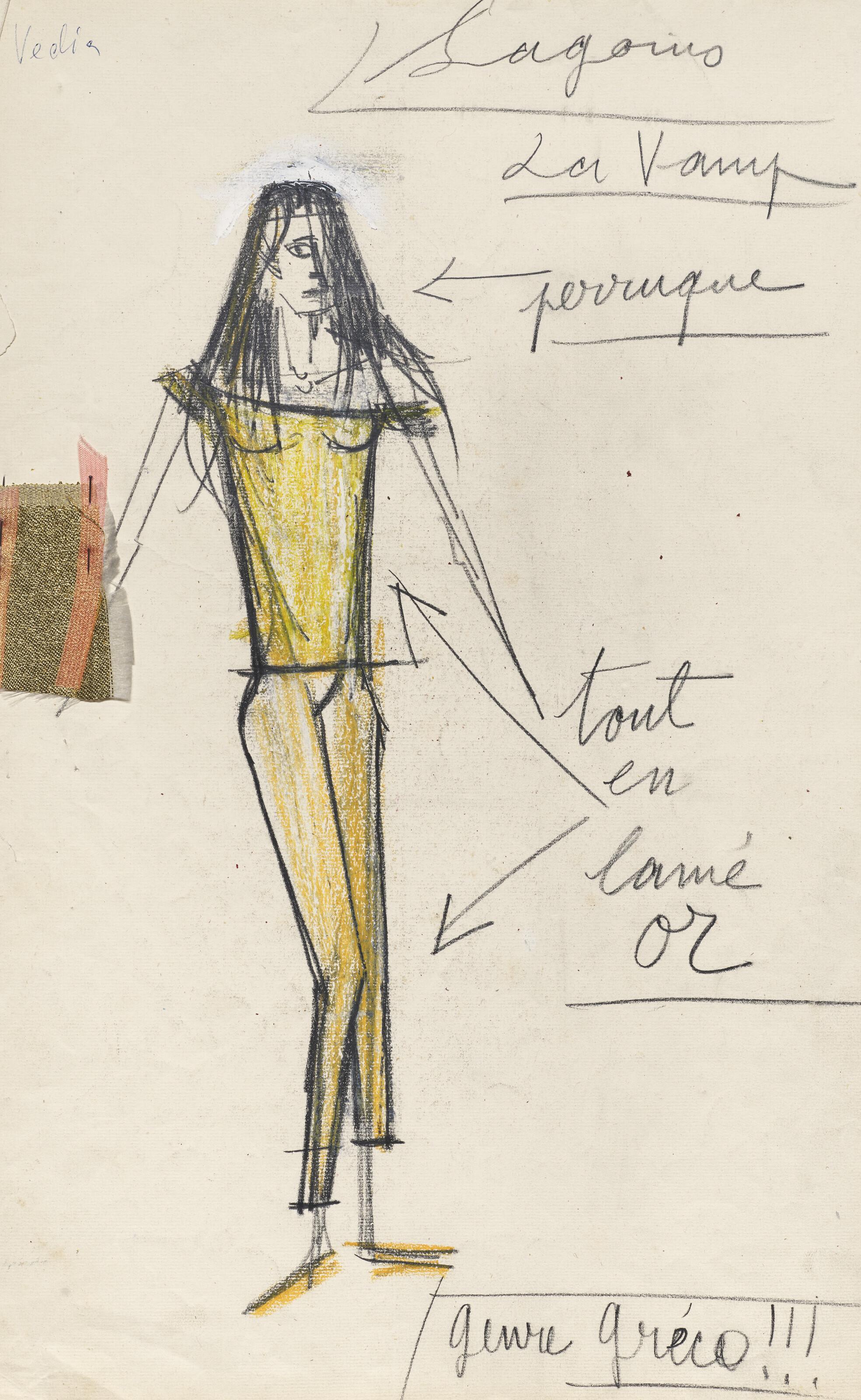 Bernard Buffet - Sagouins; La Vamp, maquette de costume pour \'\'Patron\'\'