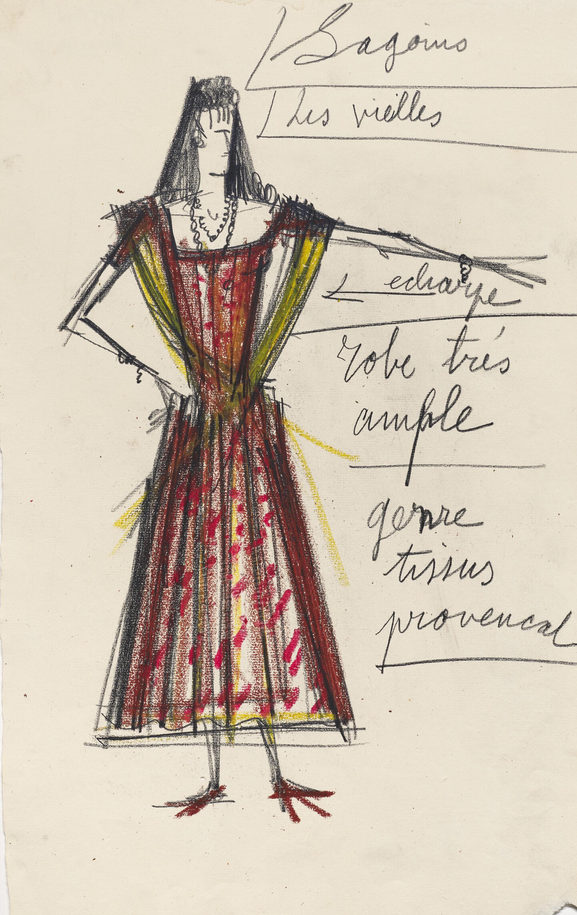 Bernard Buffet - Sagouins; Les Vieilles, maquette de costume pour \'\'Patron\'\'