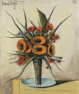 Bernard Buffet - Soucis et fleurs rouges