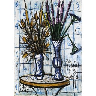 Bernard Buffet - Vases Des Fleurs Sur Gueridon