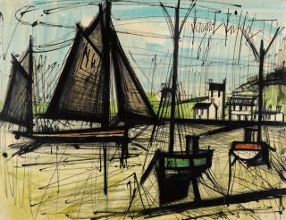 Bernard Buffet - Voiliers, Barques À Marée Basse