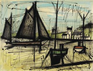 Bernard Buffet - Voiliers, Barques À Marée Basse