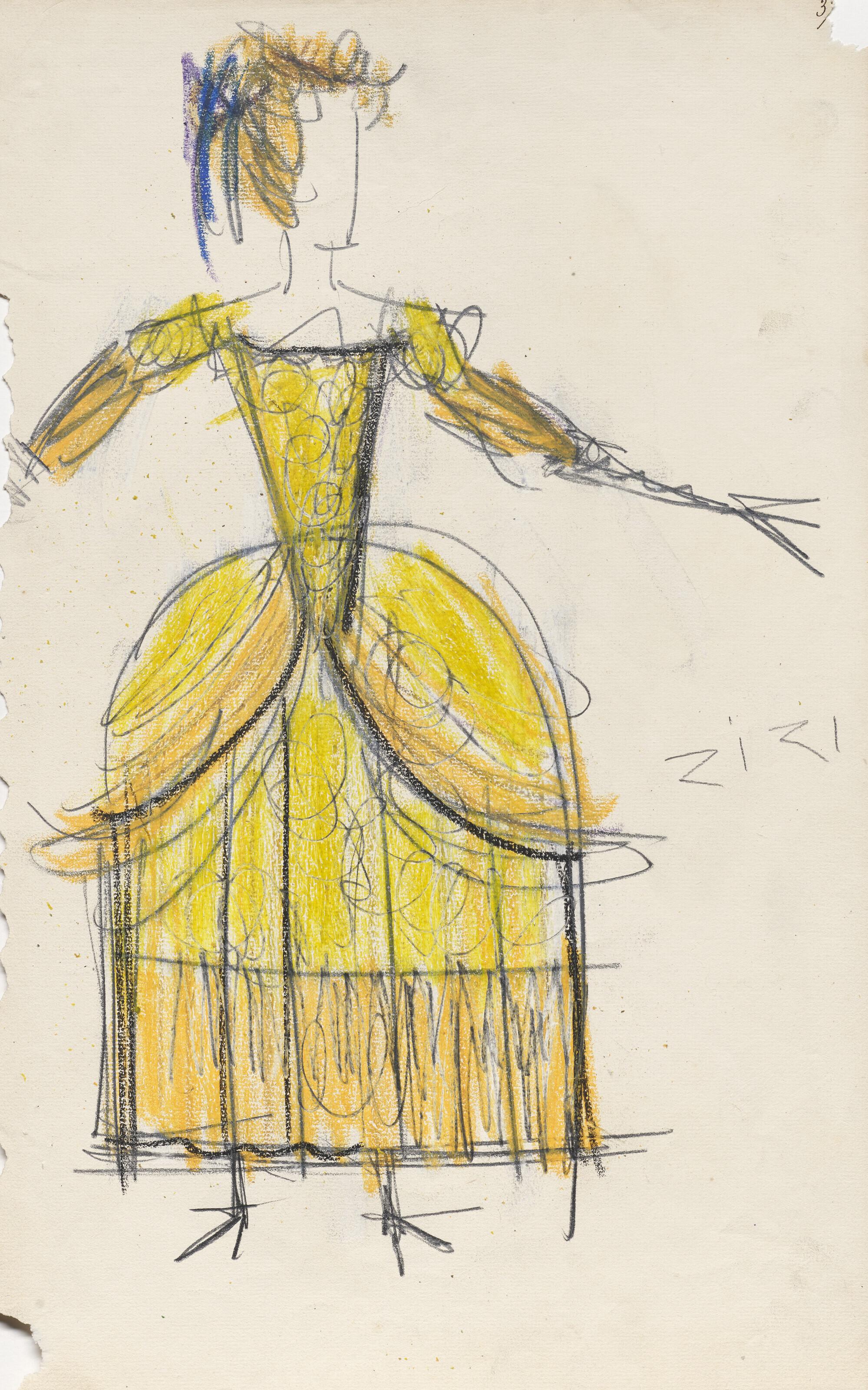 Bernard Buffet - Zizi, maquette de costume pour \'\'Les Pirates\