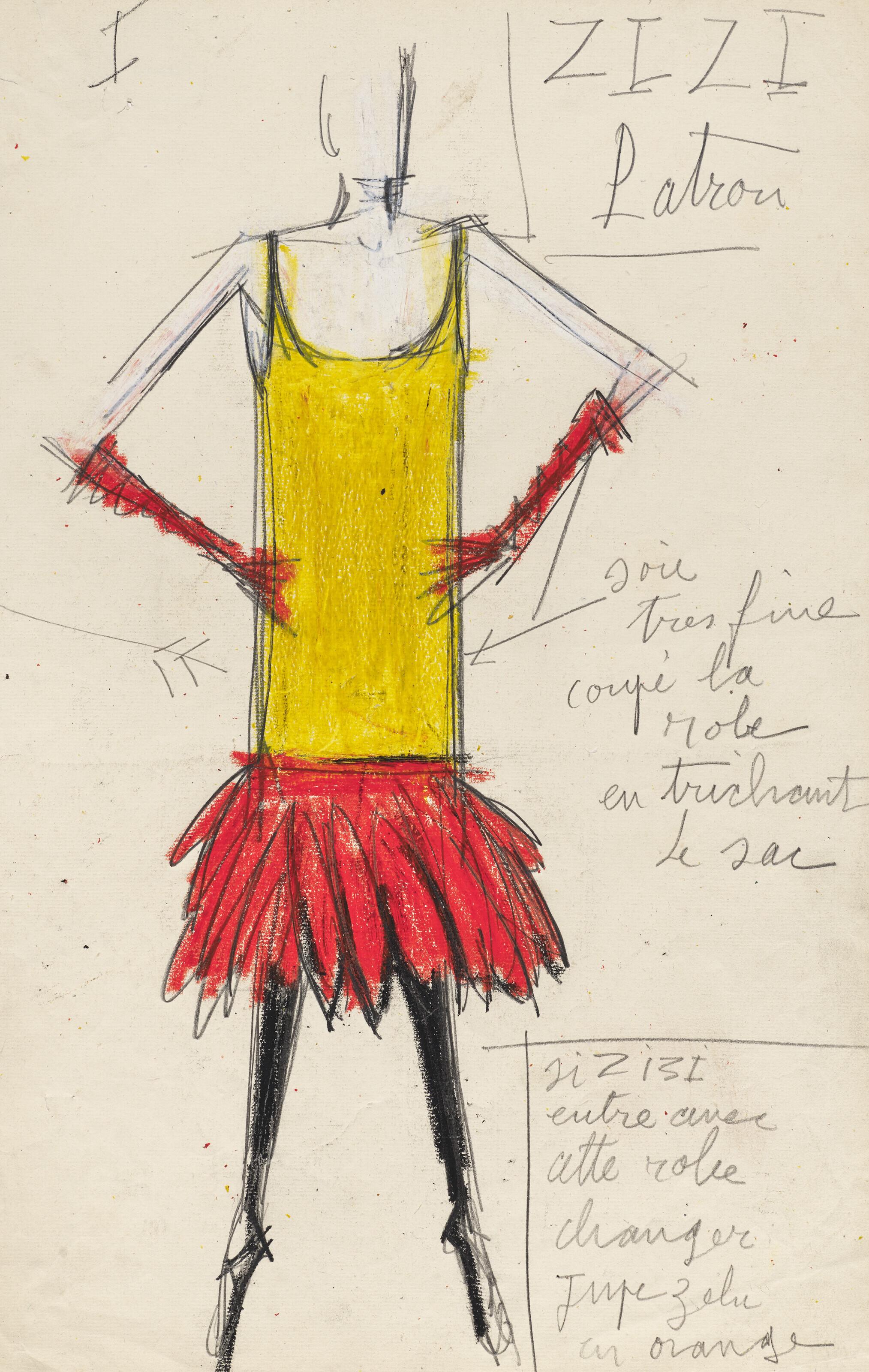 Bernard Buffet - Zizi; Patron, maquette de costume pour \'\'Patron\'\'