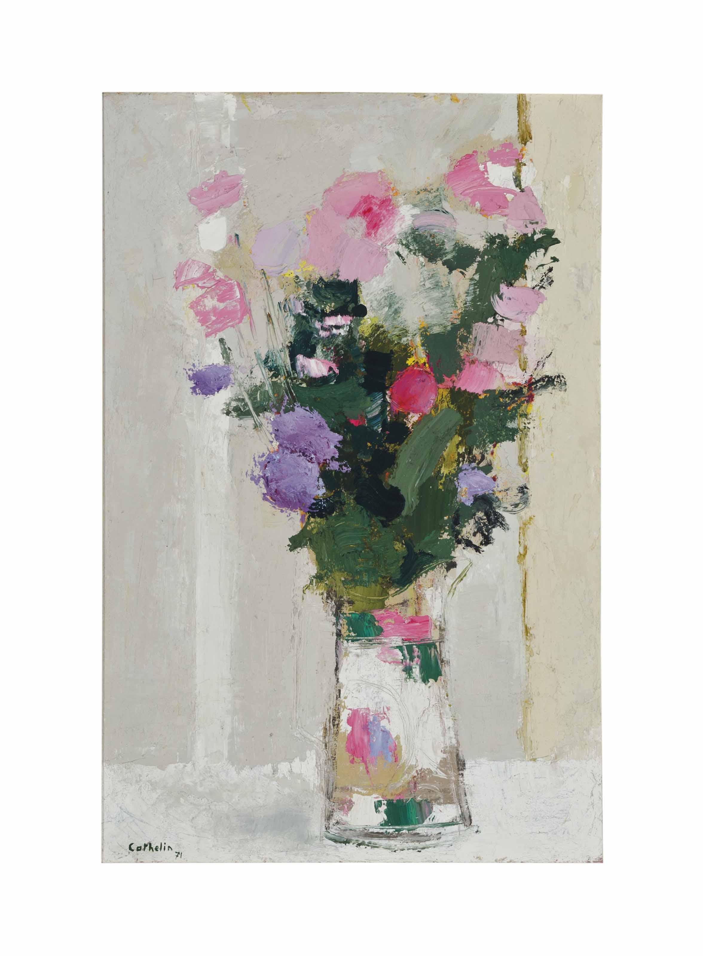 Bernard Cathelin - Bouquet au vase de Chine