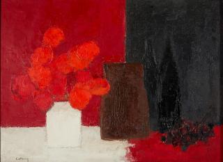 Bernard Cathelin - Nature morte à la grappe de raisin 29 1/2 x 39 1/2 in. (74.9 x 100.3 cm) framed 33 1/2 x 44 1/4 x 1 1/4 in.