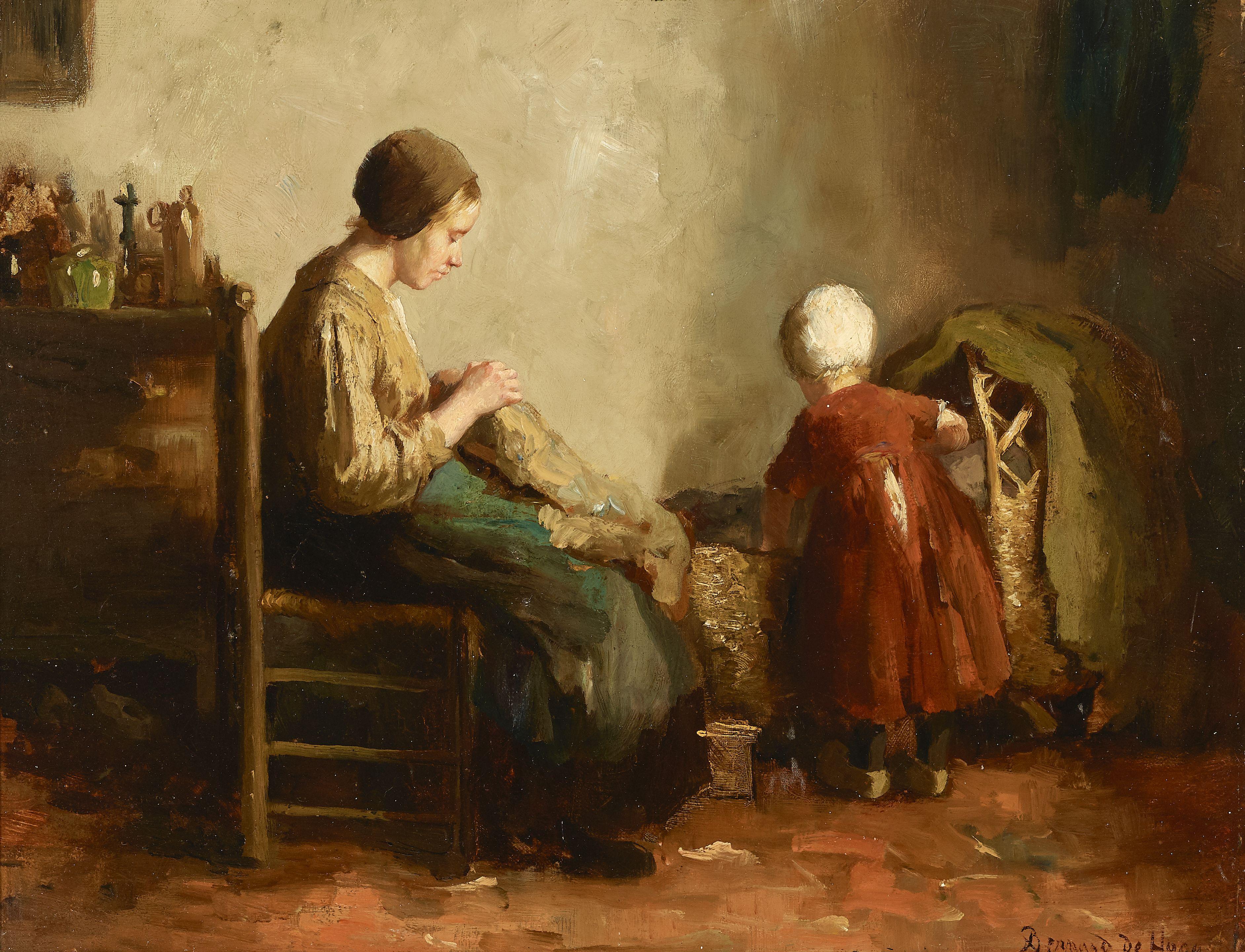 Bernard De Hoog - A quiet moment in the cottage